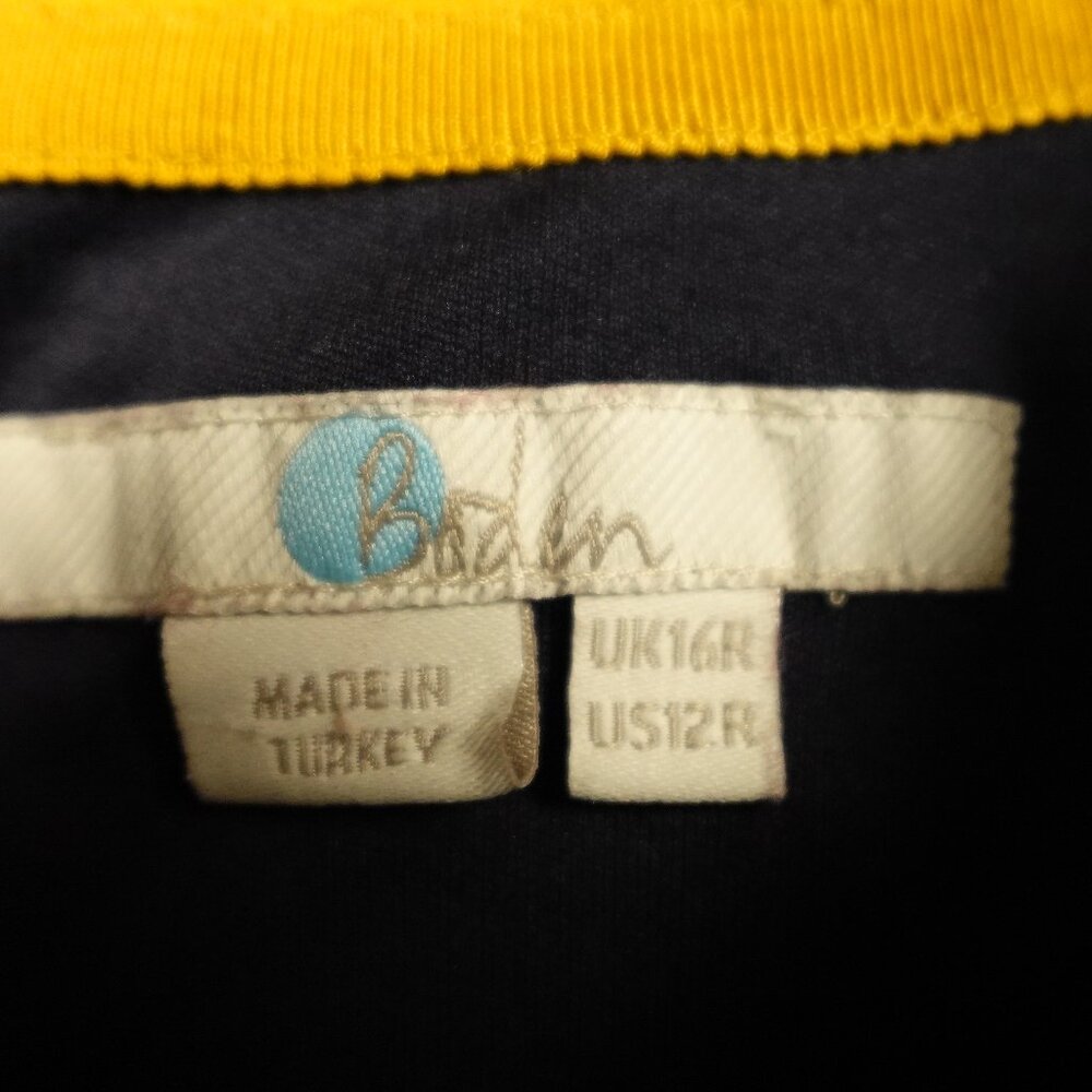 Boden Sheath Dress Women’s Size 12R Navy Blue with Yellow Trim Workwear Classic - Picture 3 of 13